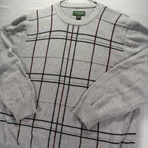 David Taylor Sweater Mens Large Gray Knit Grandpa Striped Geometric Cabincore
